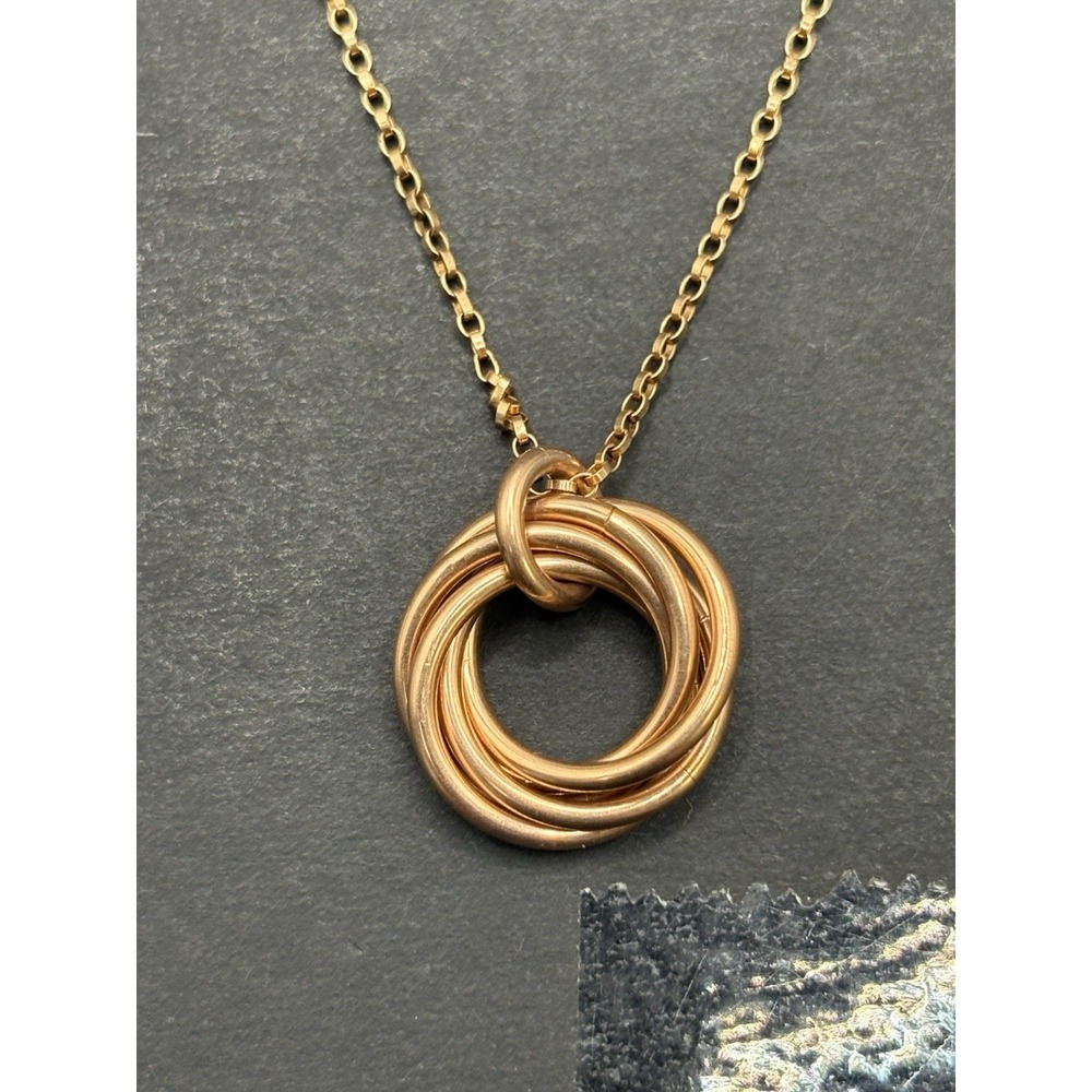 18" Rose Sterling Silver Circles Twist Pendant Necklace 925 3.7 Grams G29